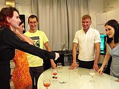 students celebrate new years eve at party and fuck