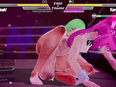 Lesbian competition with kissing and touching