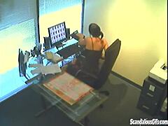 Office slut caught on hidden cam—will she notice while touching herself?