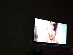 She massages my cock while watching porn and milks it dry!