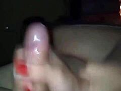 She massages my cock while watching porn and milks it dry!