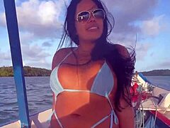 brazilian latina wife flaunts bikini on boat