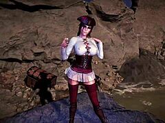 Pirate queen lara croft dances seductively before the storm