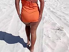 Look at this mexican whore flashing her tits on the beach