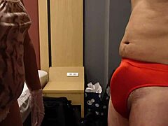 S Woman Slaps Erect Cock Over Bloomers