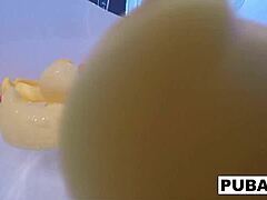Sexy Blonde Nadia Feels Pleasure Bathing With Rubber Duckies