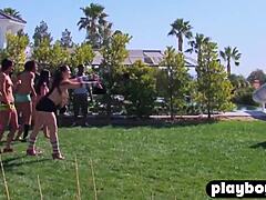 chubby swinger couple joins others for group sex fun