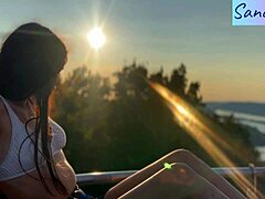 hungarian latina brunette's nipples played in public paradise