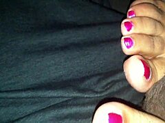 I got an amateur mexican footjob from this hot babe, it was so intense and she stroked my cock with her feet perfectly, wow.