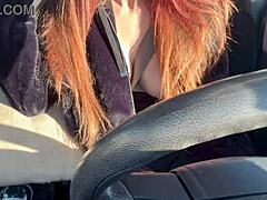 Artemisia love flashes big tits in car