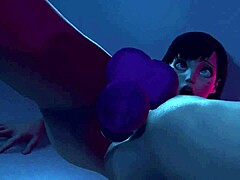 Giantess performs anal vore at night.