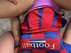 hot cheerleader with big ass fucks two cocks 😏