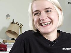 Luisa experiences a drenching squirting orgasm with close-up views.