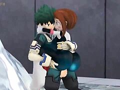 Ochako fucks Midoriya rapidly