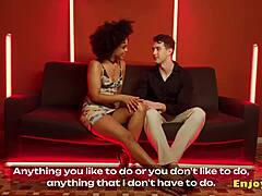 fiery spanish couple dives into interracial hardcore with cowgirl riding, pussy licking, and cum on hairy beaver.