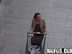 public pick ups: denisa heaven gives a blowjob in pov, her tits and ass on display for her lover's cock.