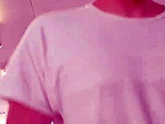 Simple selfie of Asian enjoying workout in public gym