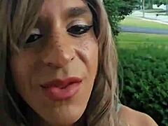 Sissy slut crossdresses intensely outside house at 6am after all-nighter smoking cigarette