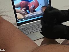 i previewed the milf handjob, she jerked off my big cock until i cummed on her gloves pov