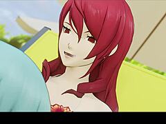 mitsuru lovingly sucks fuuka's girlcock in persona 3 hentai