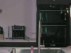 Milf Sara Jay, you working that pink glass dildo in the kitchen?