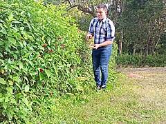 Huge cock handjob in farm pov