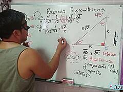 Asian student nerd learns sexual angle in bedroom with teacher 😊