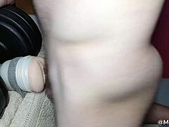 fucking your wet hole and dirty talking with teen bodybuilder using toys on bed for orgasm