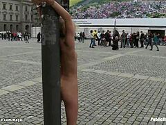 Blonde Euro Babe Endures Public Group Domination in Kinky Outdoor Scene