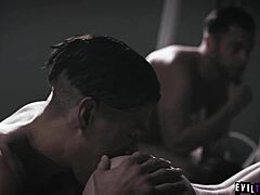 So this nerdy college babe Kristen Scott gets wild in threesome with Xander Corvus and Seth Gamble, doing double penetration and facial cumshots.