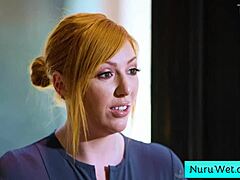 sexy big tit blonde masseuse explains nuru to client - lauren phillips david lee