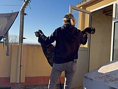 Hot Wife Neighbor Pussy Eating Washing Machine Room