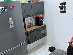 Hired maid in short provoking with her delicious ass