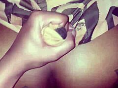 ebony amateur gets oiled massage turning into hardcore fucking with monster cock creampie.