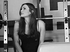 milf brunette sky taylor enjoys gym workout with partner