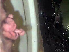 Pretty girl pisses outside