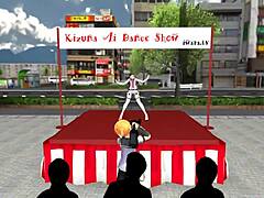 Kizuna ai strips intensely in 3d cartoon dance