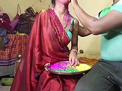 i celebrated holi festival with my neaughbor wife for the first time, we did blowjob and fucking in 3some