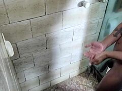 joão the naughty fucks the tasty black babe nicoly carioca in the shower for the first time!