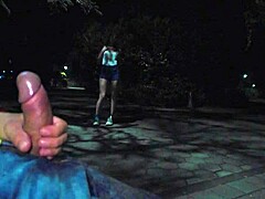 This Stranger Teen 18+ In The Night Park Flashed And Made Him Cum With A Blowjob