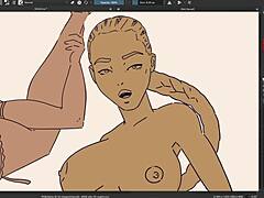 Ebony big titties speed paint with oiled body