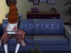 shemale futa shoves cock in girlfriend during movie night in sims 4