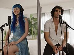 I, jewelz blue, bend over in lingerie for hot blind date, riding to orgasm.