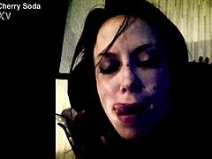 cherry soda gets cum on tits and face in escort scene