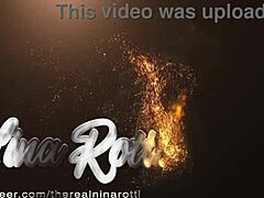 Ebony pornstar Nina Rotti passionately rides huge dildo, feeling intense pleasure