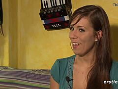 Green Eyed Beauty With Pierced Nipples