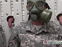 Gay soldier compelled to deep sucking