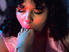 big natural tits bbw performs foot and face sitting on lesbian partner with sucking and gagging