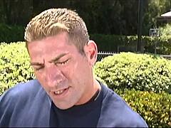 cute blonde nicole lounges outside before anal fuck