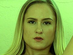 gorgeous blonde babe playing with toys